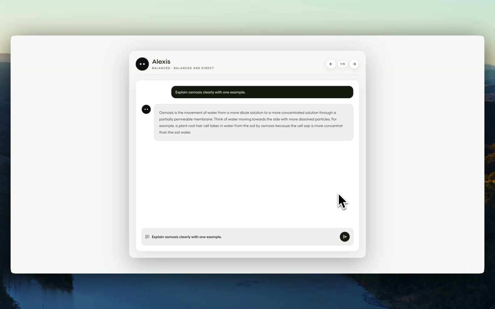 Revise Right's Alexis AI tutor answering a learner's biology question